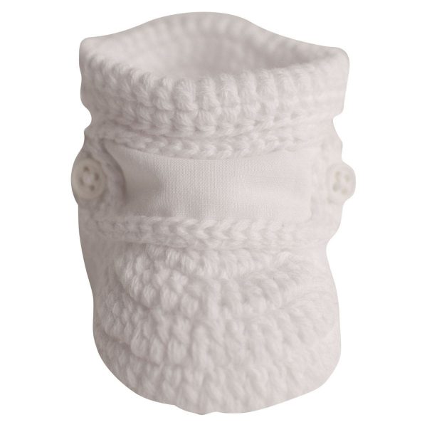 KIRBY Newborn White Crochet Booties with Monogram Strap-2