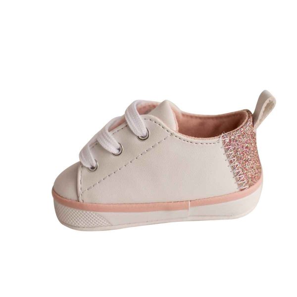 Lennon Infant White Sneakers with Rainbow Glitter Accent-1