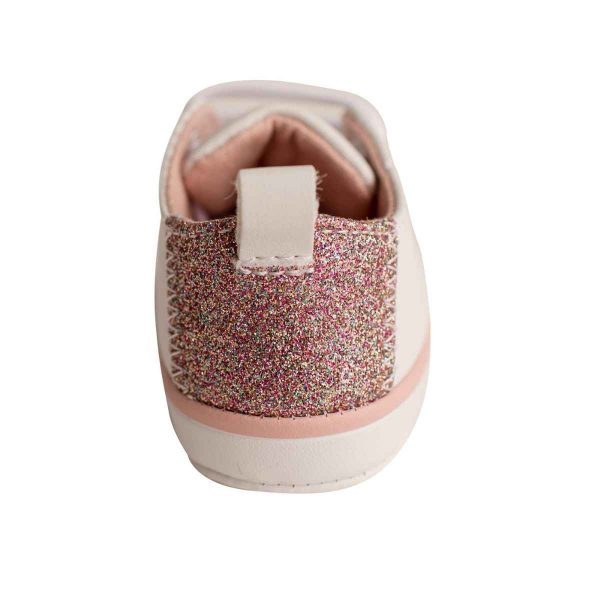 Lennon Infant White Sneakers with Rainbow Glitter Accent-3