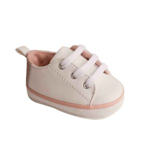 Lennon Infant White Sneakers with Rainbow Glitter Accent
