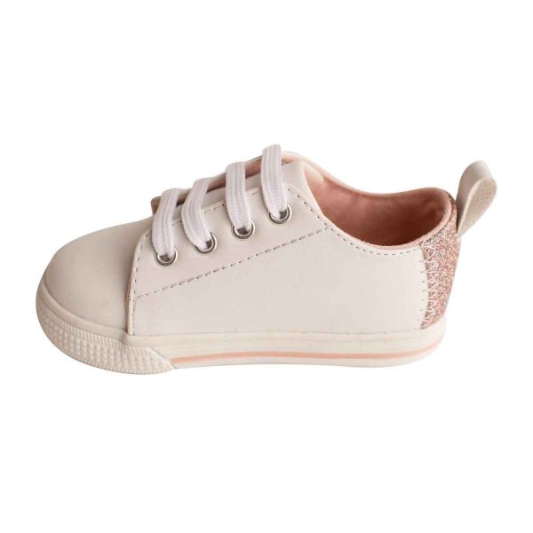 Lennon Toddler White Sneakers with Rainbow Glitter Accent-1
