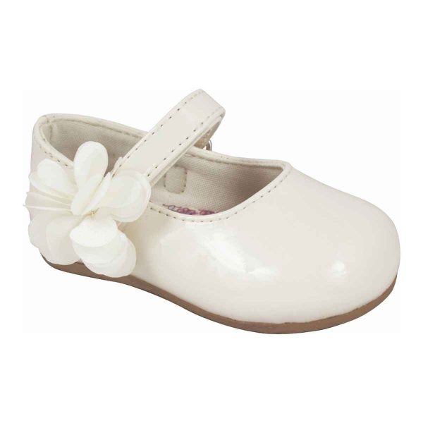 Linley Toddler Ivory Patent Mary Jane Dress Flats with Flower