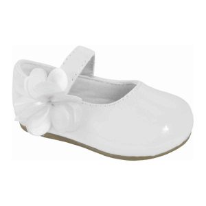 Linley Toddler White Patent Mary Jane Dress Flats with Flower