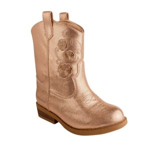 Marleigh Champagne Western Boots With Floral Embroidery