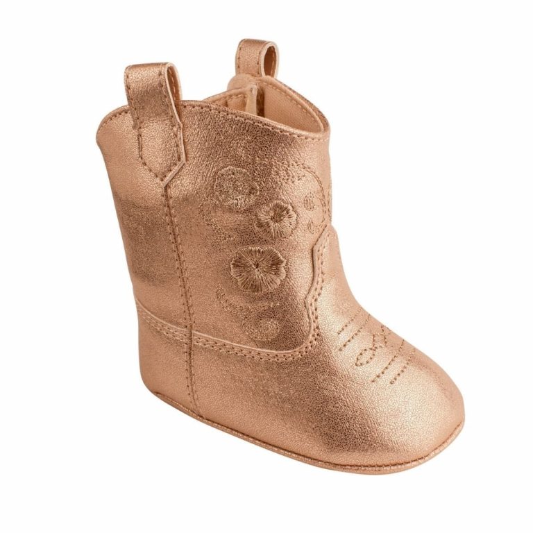 Marleigh Soft-Sole Champagne Western Boots With Floral Embroidery