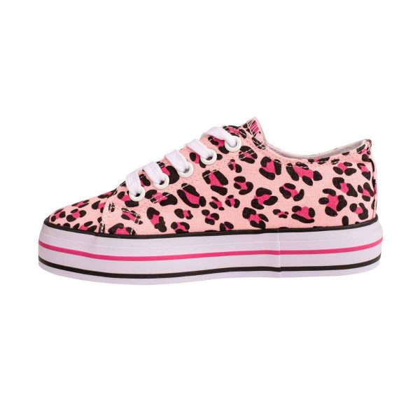 Maxie Youth Girls’ Pink Leopard Print Canvas Platform Sneakers-1
