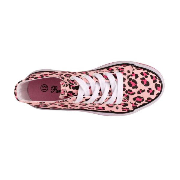 Maxie Youth Girls’ Pink Leopard Print Canvas Platform Sneakers-5