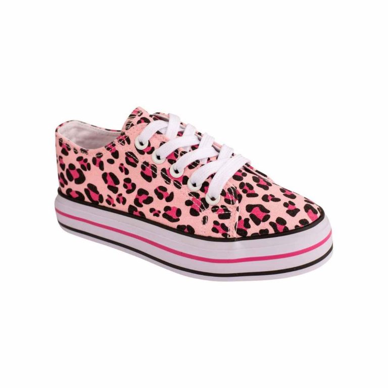 Maxie Youth Girls’ Pink Leopard Print Canvas Platform Sneakers
