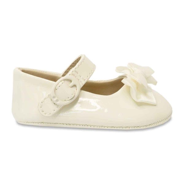 Mckenna Infant Ivory Patent Mary Jane Flats with Bows