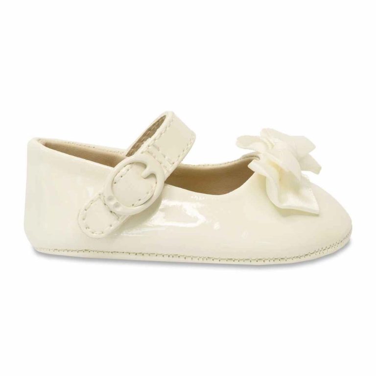 Mckenna Infant Ivory Patent Mary Jane Flats with Bows