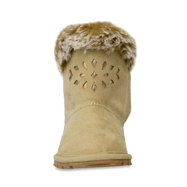 Melanie Toddler Tan Boots with Sherpa Trim-1