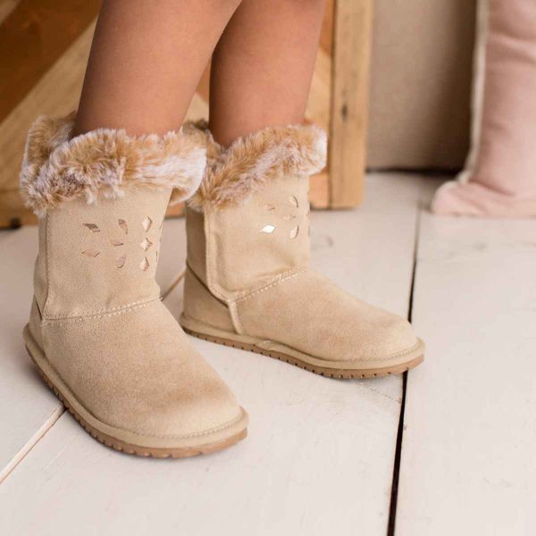Melanie Toddler Tan Boots with Sherpa Trim-5