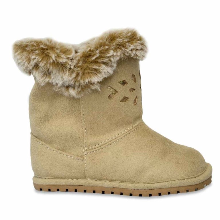 Melanie Toddler Tan Boots with Sherpa Trim