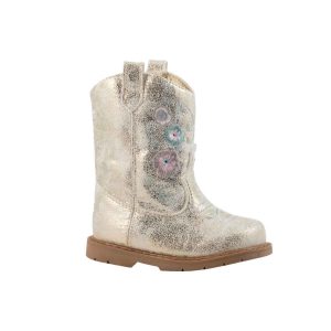 Miller Toddler Ivory Champagne Cowboy Boots with Round Toe