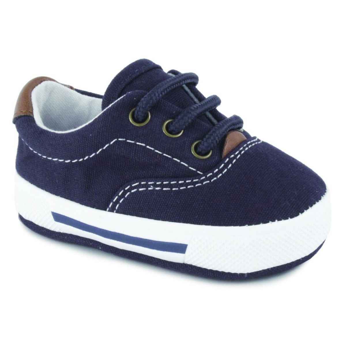 Baby Deer Navy Canvas Lace-Up Sneaker  Size 0 1 2 3 