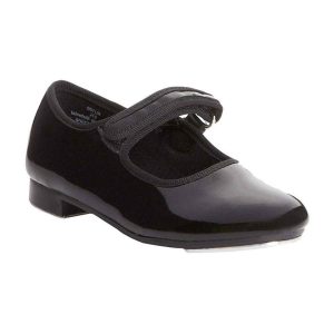 Molly Jane Toddler Black Patent Tap Shoes with Straps