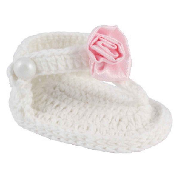Natalie Infant White Crochet Thong Sandals