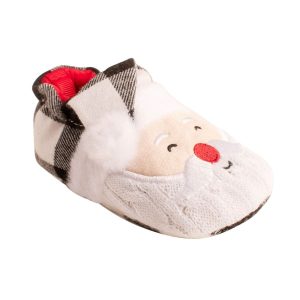 Nicky Buffalo Check Santa Slippers with Faux-Fur Trim and Sweater Beard