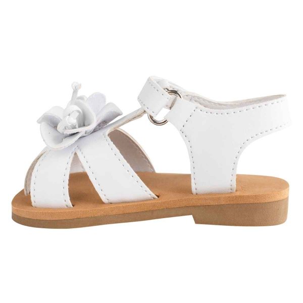 Olivia Toddler White T-Strap Sandals with Flower-1