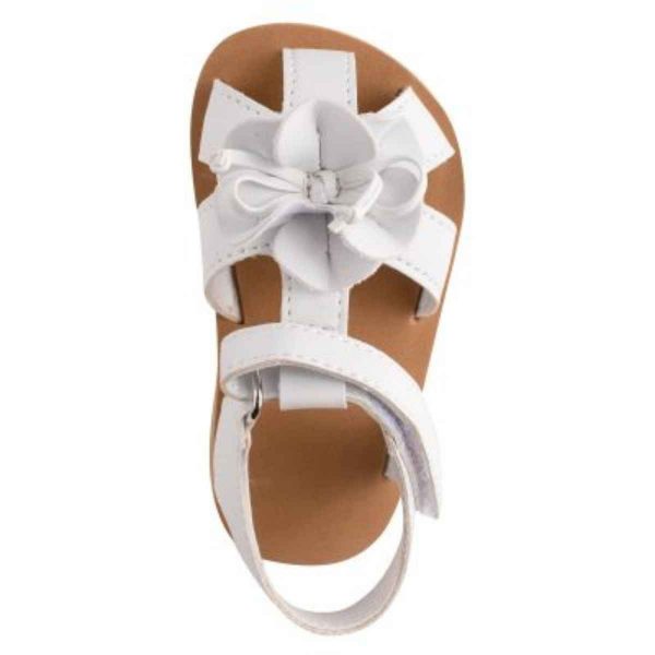 Olivia Toddler White T-Strap Sandals with Flower-4