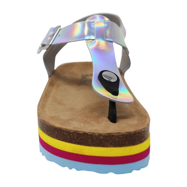 Piper Youth Girls’ Silver Iridescent Thong Platform Sandals-4