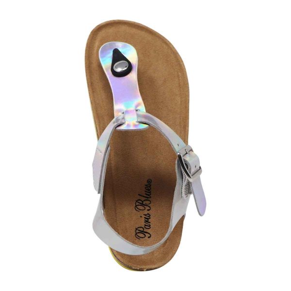 Piper Youth Girls’ Silver Iridescent Thong Platform Sandals-5