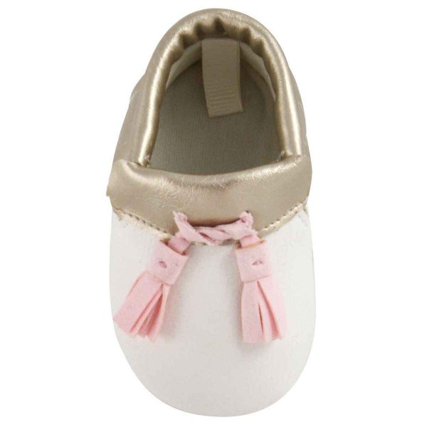 Samantha Infant White Moccasins with Tassels-2