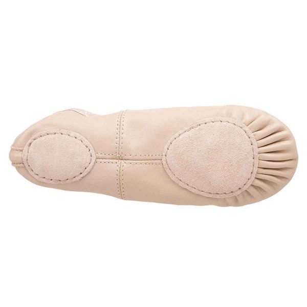 Sammi Youth Pink Leather Split-Sole Ballet Shoes-1