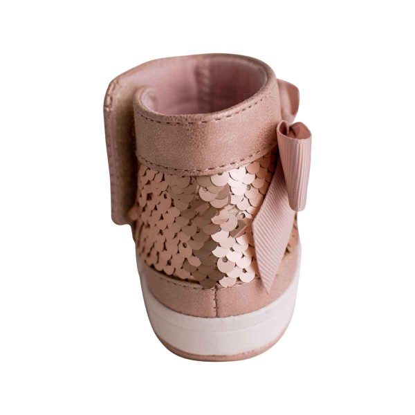 Scarlett Infant Rose Gold Sequin Boots with Bow-3