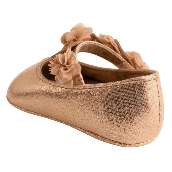 Shelley Soft-Sole Champagne Shimmer Skimmer With Chiffon Flower-4