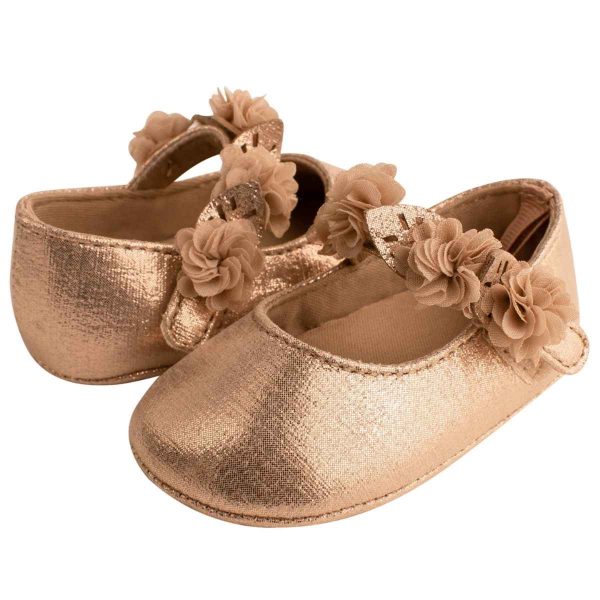 Shelley Soft-Sole Champagne Shimmer Skimmer With Chiffon Flower-8