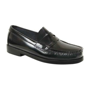 Simon Youth Black Leather Penny Loafers