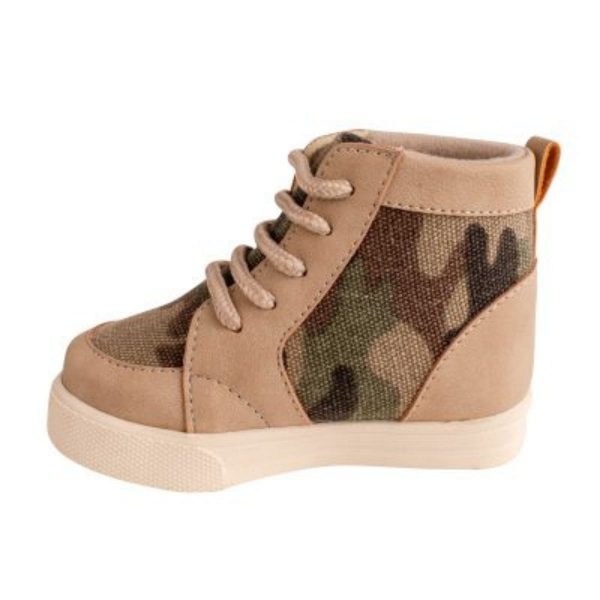 Trey Camo High-Top Lace-Up Sneakers with Khaki Trim-1