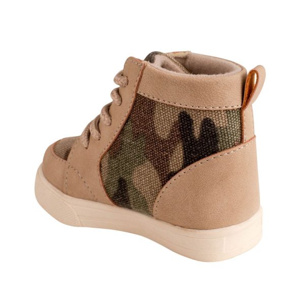 Trey Camo High-Top Lace-Up Sneakers with Khaki Trim-2