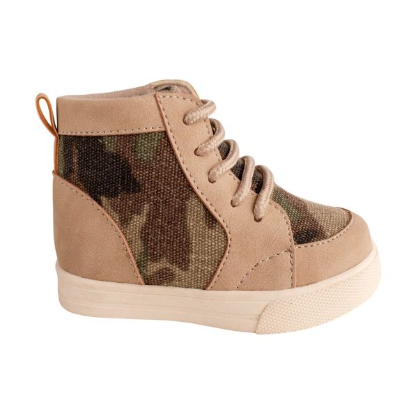 Trey Camo High-Top Lace-Up Sneakers with Khaki Trim-4