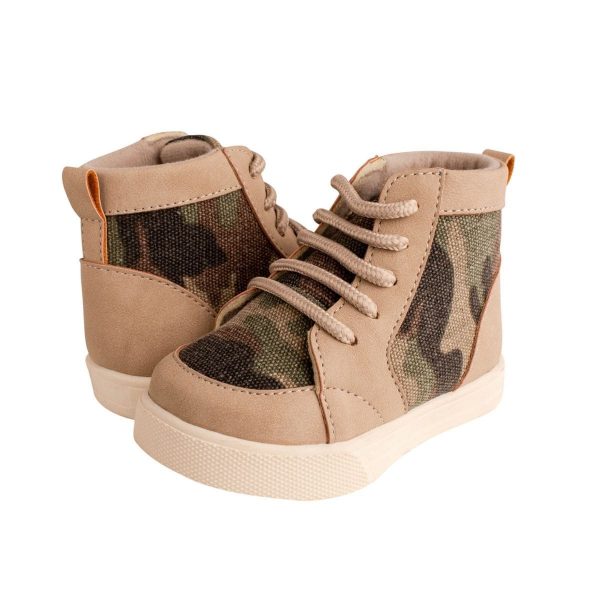 Trey Camo High-Top Lace-Up Sneakers with Khaki Trim-7