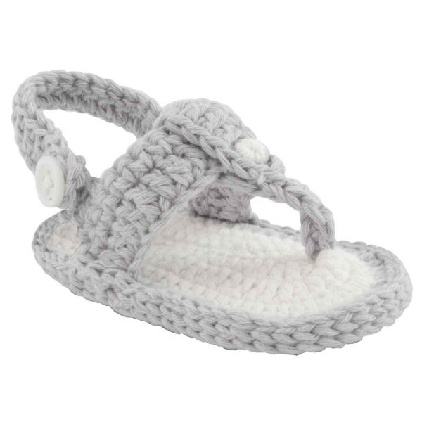 Ty Infant Gray Crochet Thong Sandals