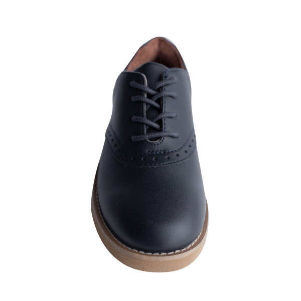 Upper Class Women’s Navy Leather Oxfords Tan Sole-2