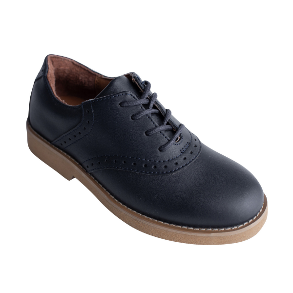 Upper Class Women’s Navy Leather Oxfords Tan Sole