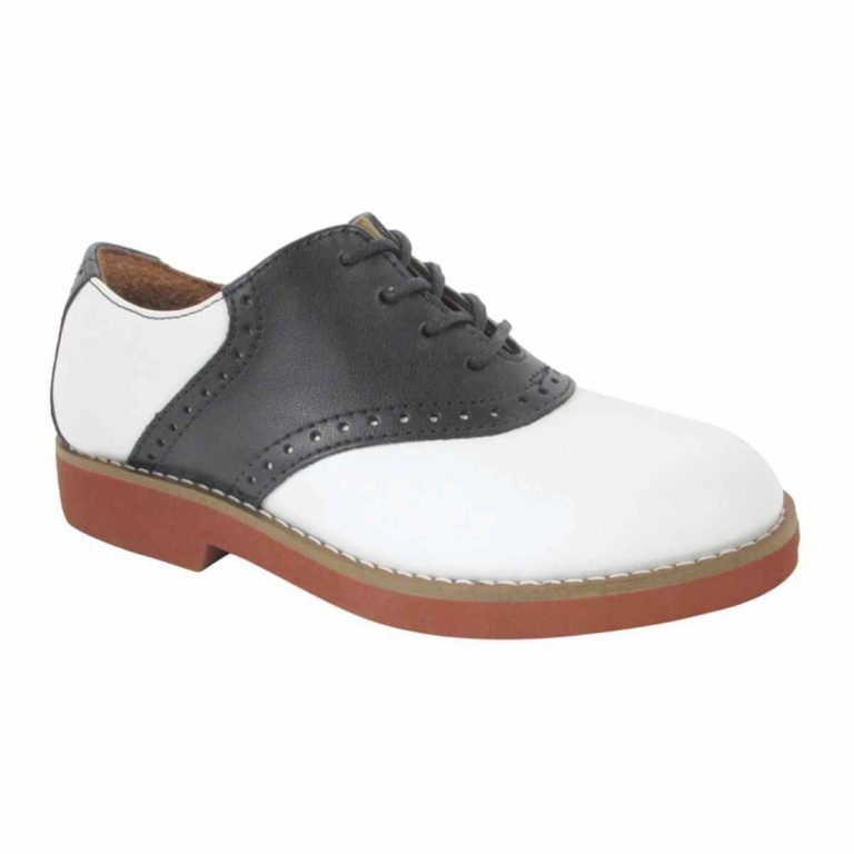 Upper Class Women’s White/Black Leather Saddle Oxfords