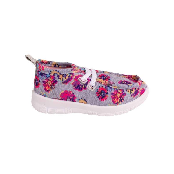 Whitley Toddler Gray Floral Jersey Wallabies with Elastic Laces-1