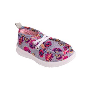 Whitley Toddler Gray Floral Jersey Wallabies with Elastic Laces