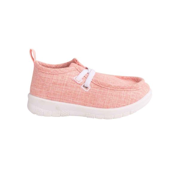 Whitley Toddler Pink Twill Slip-On Wallabies with Elastic Laces-1