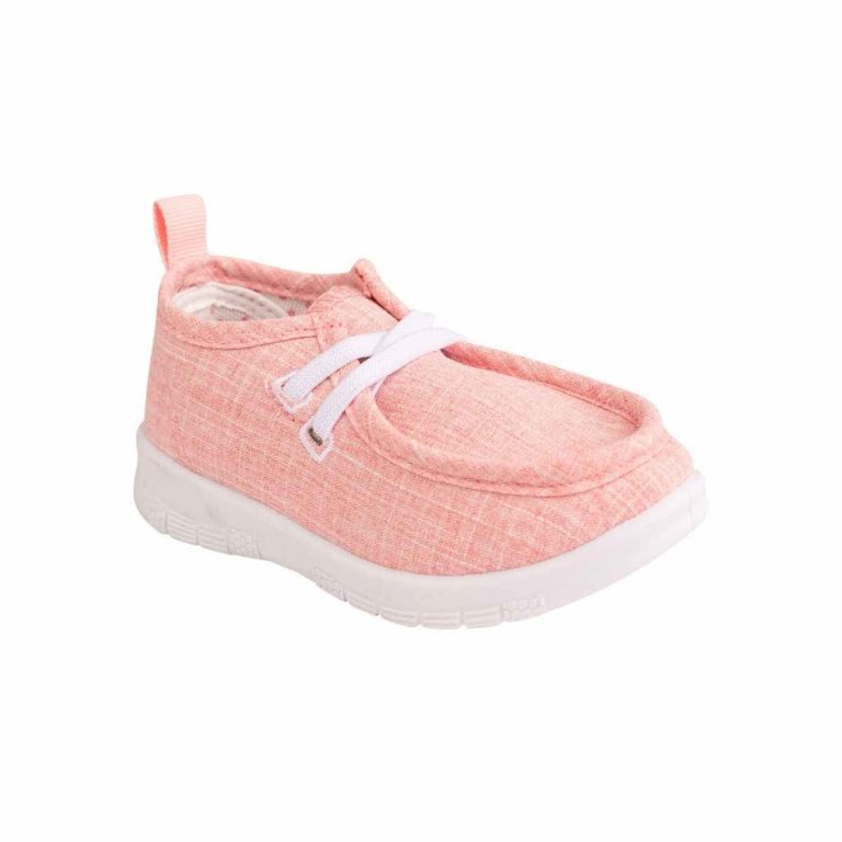 Whitley Toddler Pink Twill Slip-On Wallabies with Elastic Laces