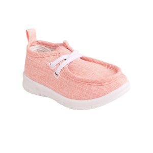 Whitley Youth Girls’ Pink Twill Slip-On Wallabies with Elastic Laces