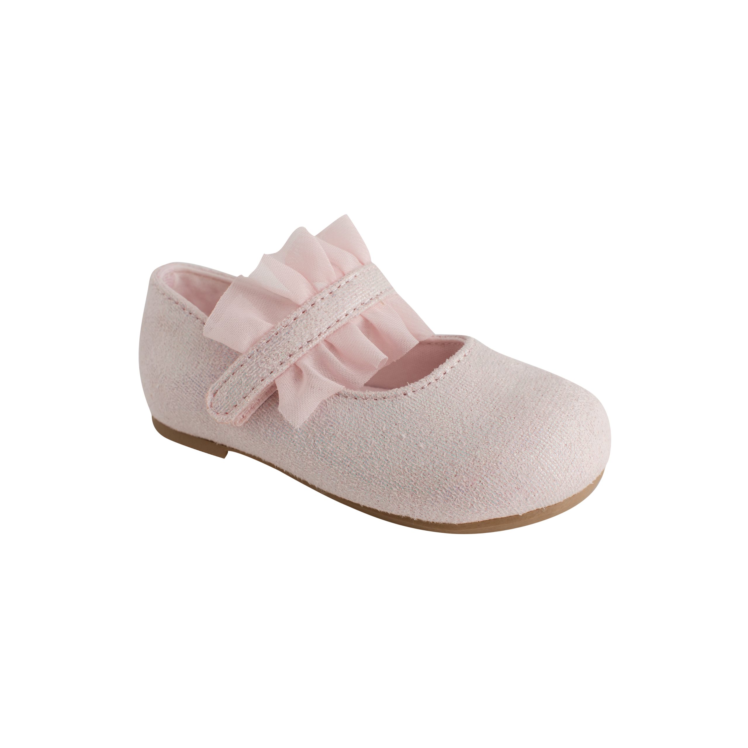 BELLA Toddler Pink Shimmer Mary Janes with Ruffles - Kids Shoe Box