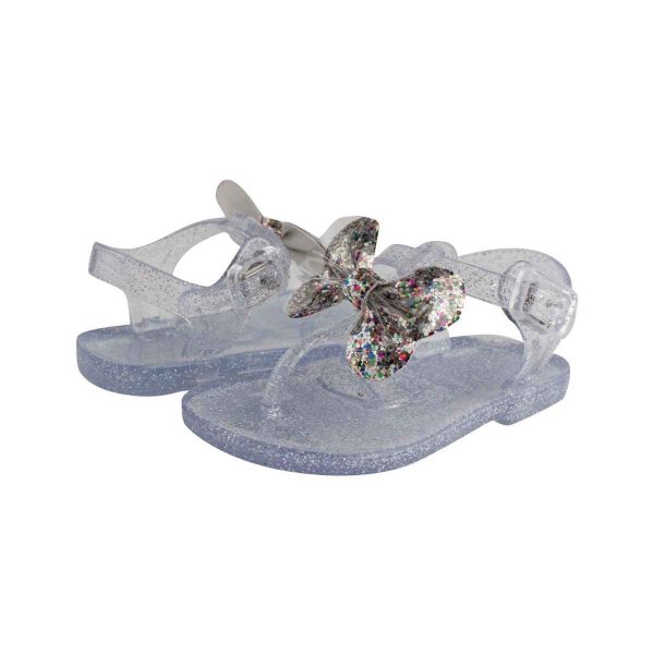 CORA Toddler Clear Irredescent Glitter Jelly Thong Sandal with Glitter Irredescent Butterfly-6