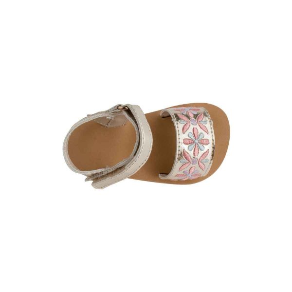 RUBY Toddler Gold Metallic Sandals with Multi-Color Embroidery-4
