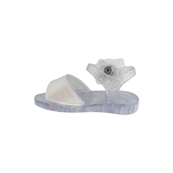 SADIE Toddler Clear with Silver Glitter Jelly Sandal with Chiffon Flower-4