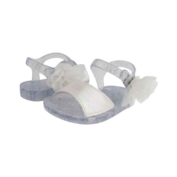 SADIE Toddler Clear with Silver Glitter Jelly Sandal with Chiffon Flower-7
